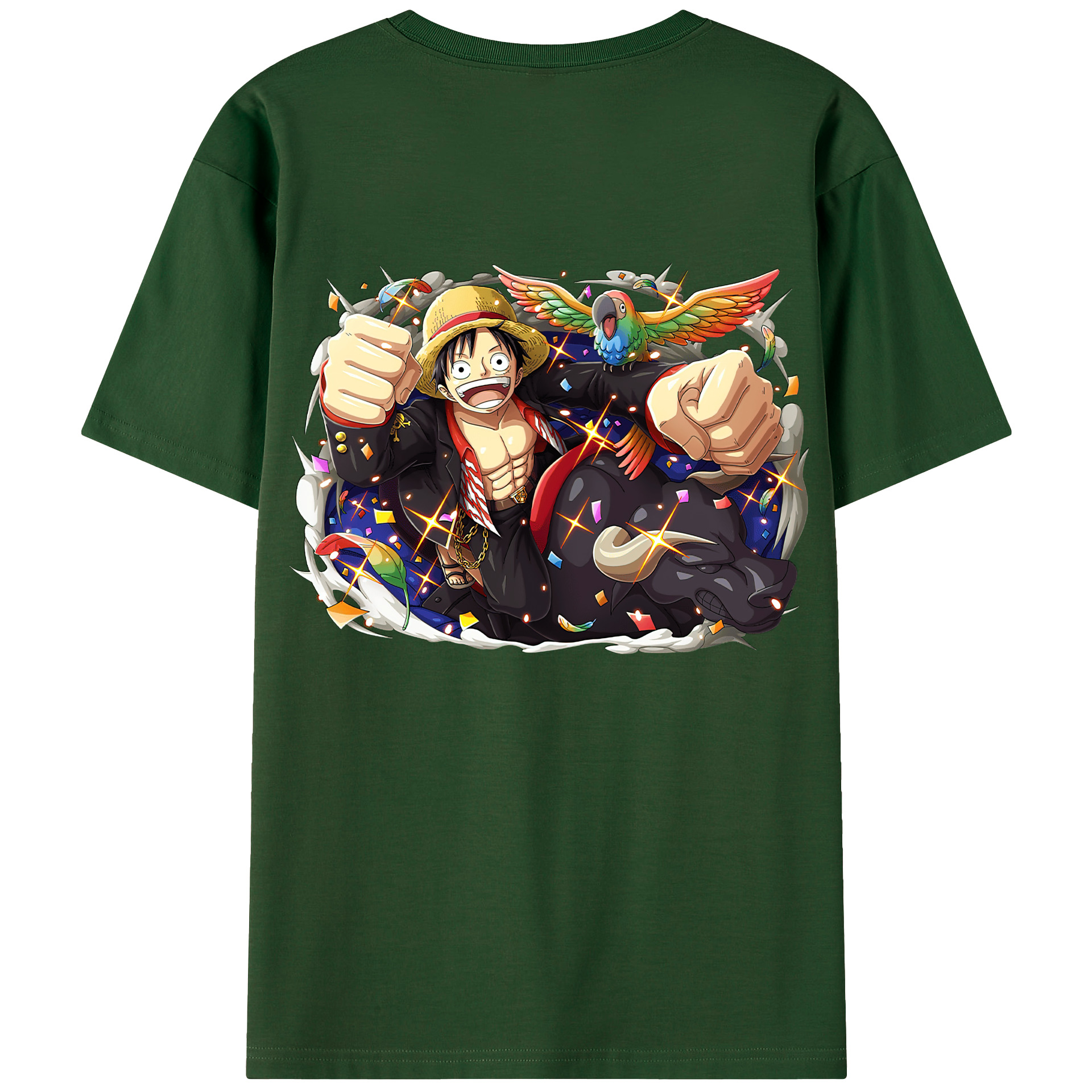 ワンピース モンキー・D・ルフィ ONE PIECE Monkey D. Luffy 綿100％半袖Tシャツ（背面プリント）